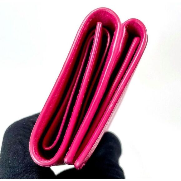 Saint Laurent Trifold Compact Mini Wallet Pink Leather Summer Luxury Minimalist - Picture 2 of 14